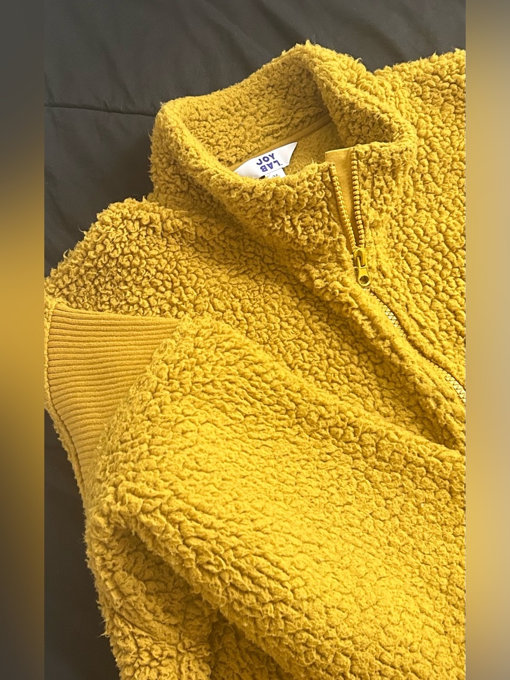 Women’s JoyLab Mustard Yellow Sherpa Half-Zip Pullover - Picture 3 of 6